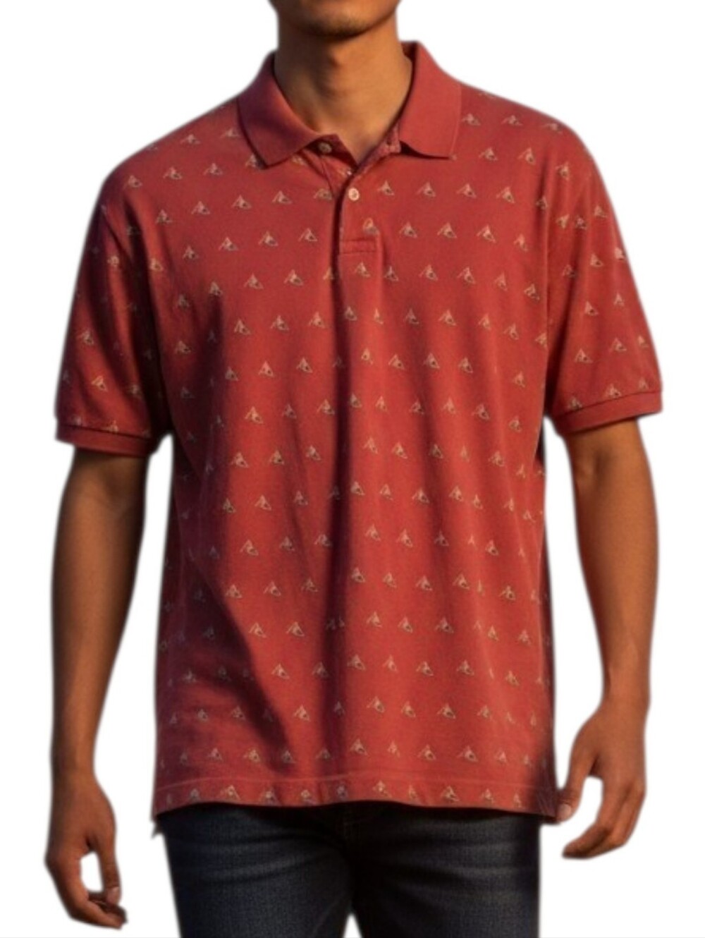 Polo Golf Ralph Lauren Vintage Club All over Print Red Polo Shirt Sz L